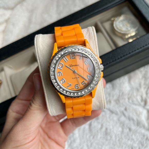 Geneva Orange Platinum Women’s Watch with Adjustable Band - Picture 4 of 7